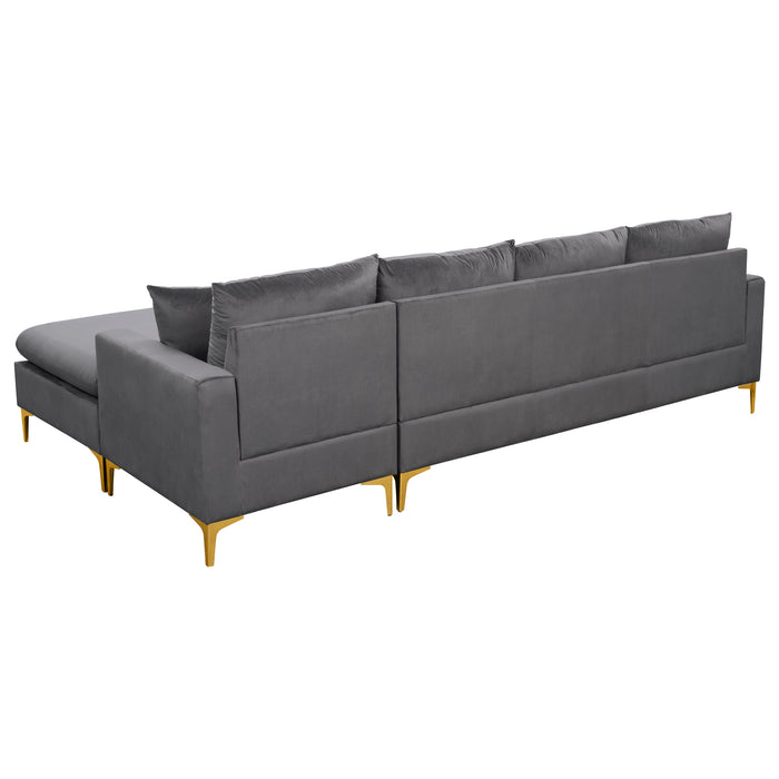 L-Shape Sectional Sofa with Ottoman- Grey