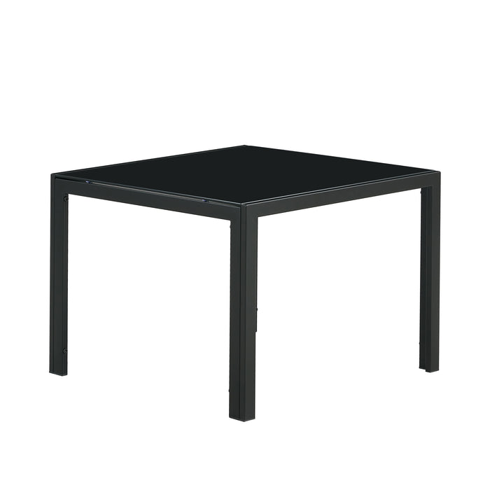 Coffee Table Set of 2, Square Modern Table with Tempered Glass Finish - Black