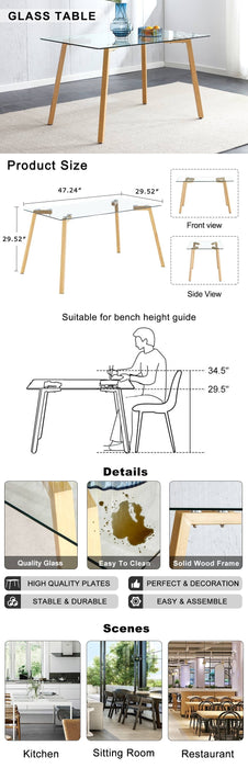 Modern Minimalist Rectangular Glass Dining Table
