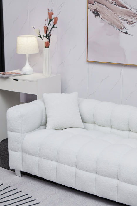 White fleece Sofa /w 2 pillows - White