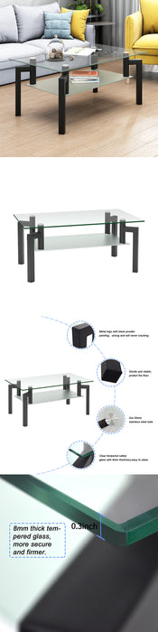 Rectangle Black Glass Coffee Table