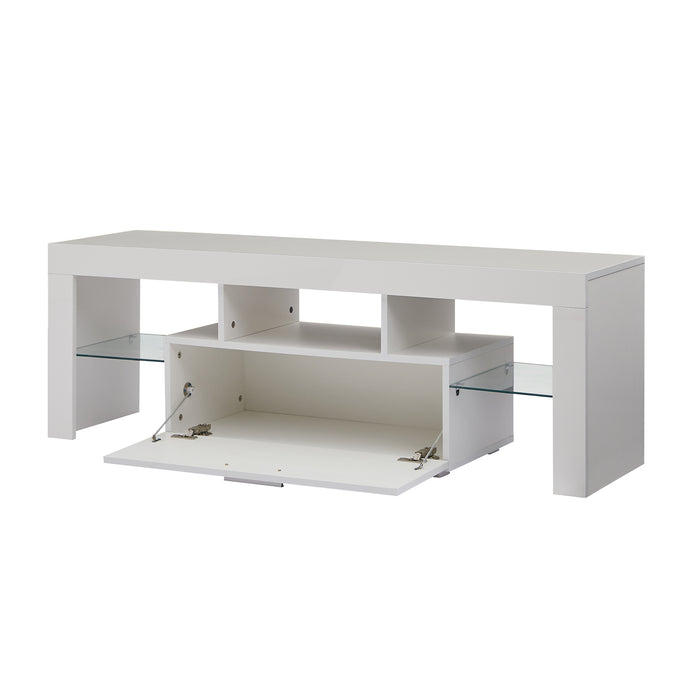 White morden TV Stand with LED Lights - WHITE