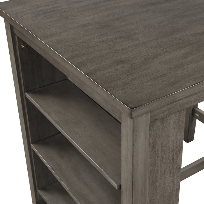 3-Piece Dining Table with Padded Stools - Dark Gray