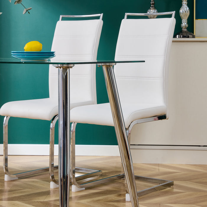 Modern Dining Chairs (Set of 2) ( White+PU)