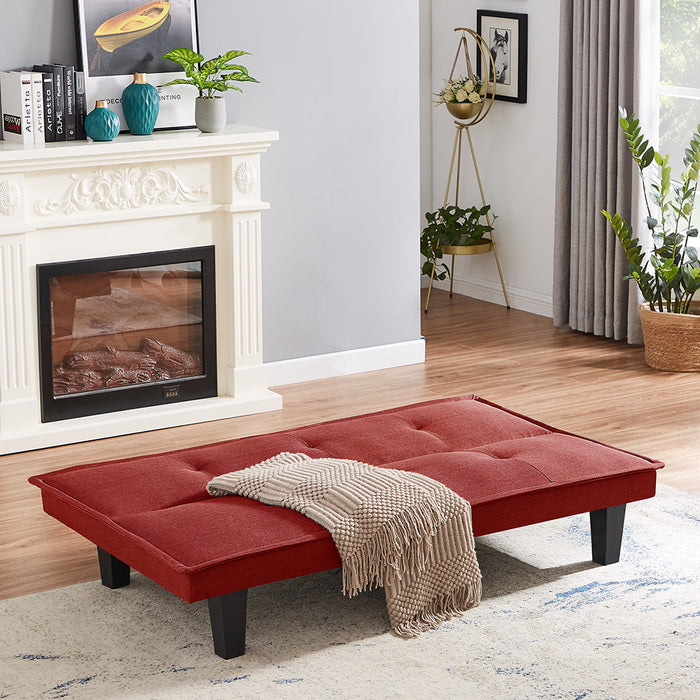 Modern Fabric Futon Sofa（RED ）