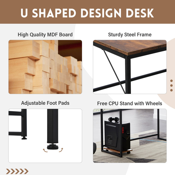 U-shaped Computer Desk  (Brown)