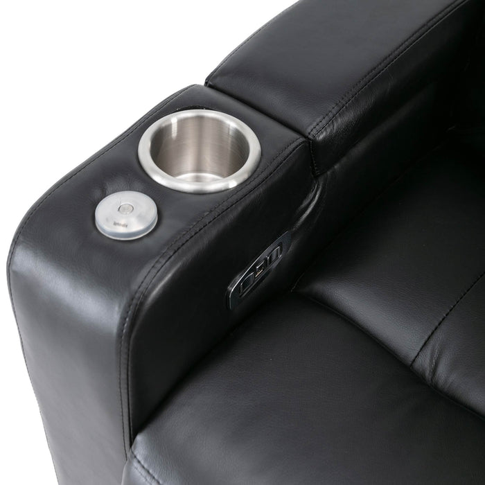 Premium Power Recliner with Storage Arms, Cupholders, Swivel Tray Table and Cell Phone Stand - Black