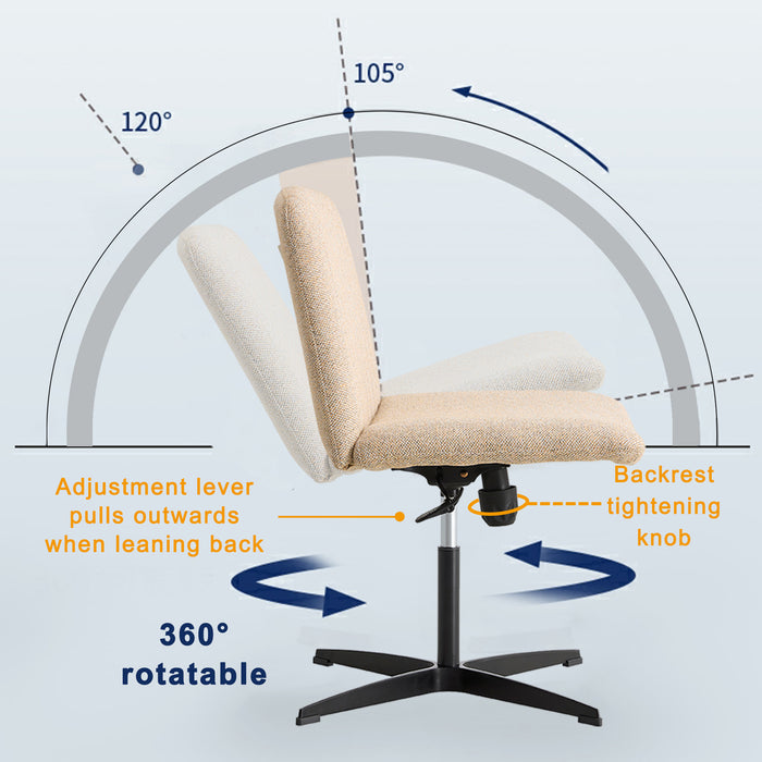 Office Chair Adjustable 360 ° Swivel - No Wheels