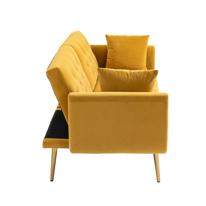 Modern Velvet  Sofa Futon - Mustard