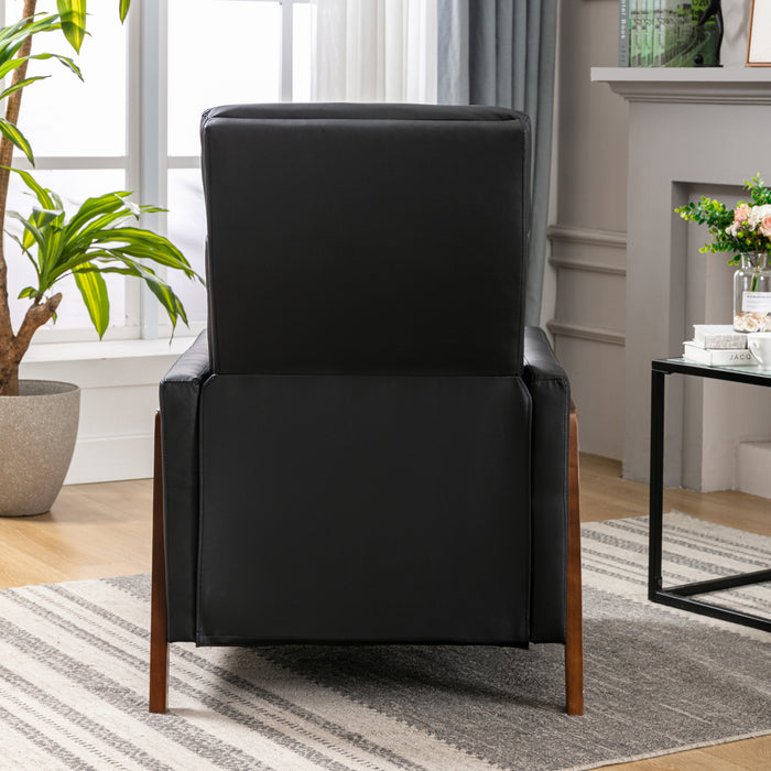 Set of 2 - Framed PU Leather Recliner Chair - Black