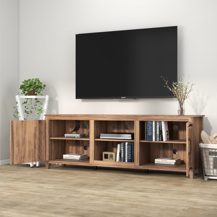 TV Stand Storage Media Console Entertainment Center - Yellow Walnut