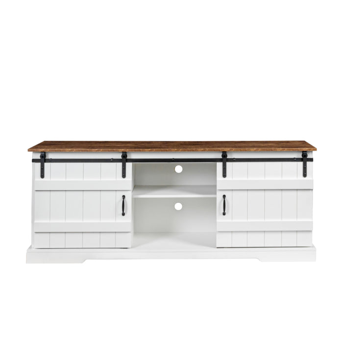 Farmhouse Sliding white Barn Door TV Stand for 80 inch TV Stands