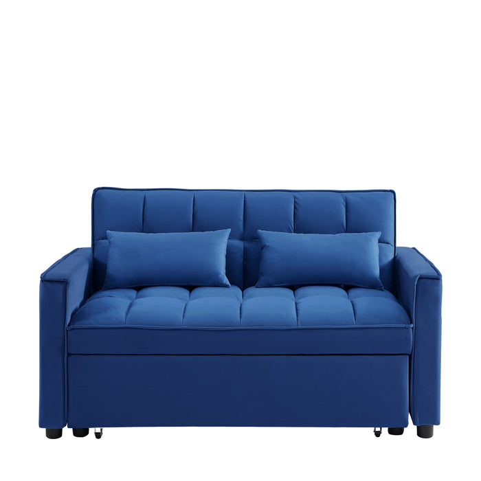 Modern Velvet Convertible Loveseat Sleeper - Blue