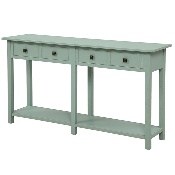 Rustic Brushed Texture Entryway Table - Antique Green