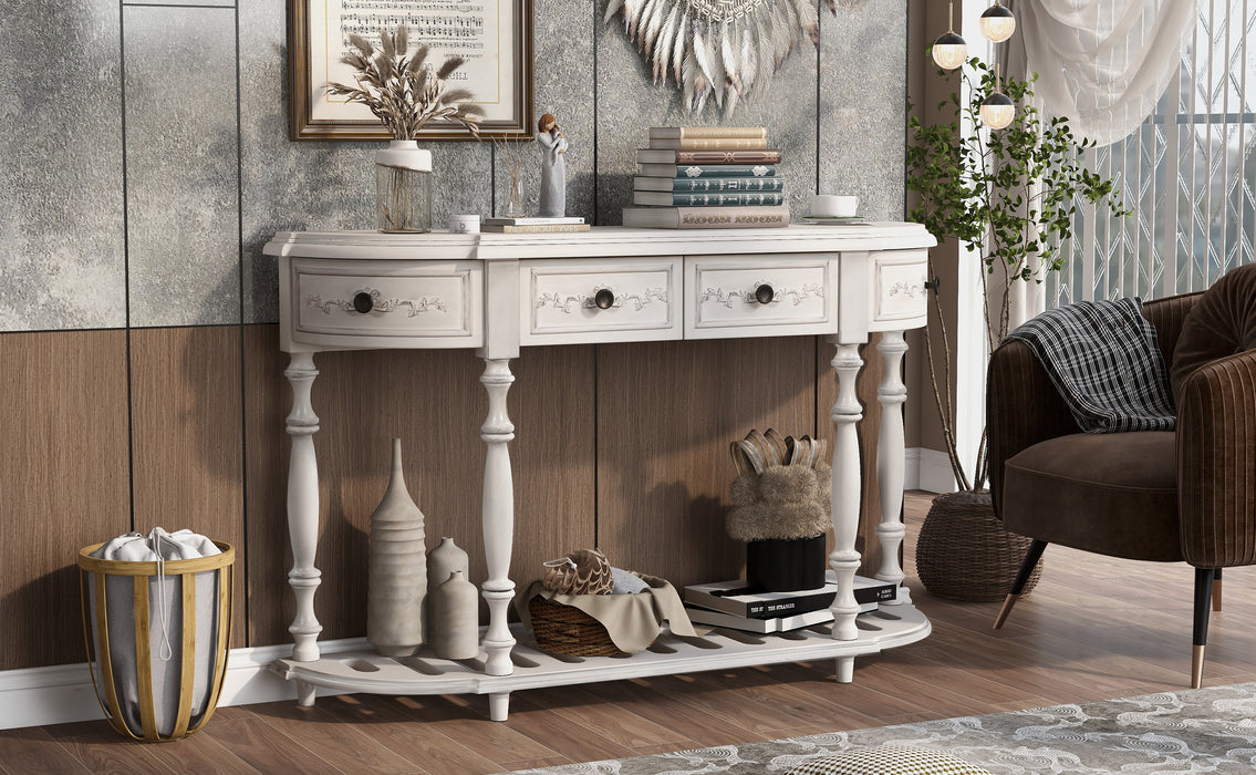 Modern and Contemporary Curved Console Table  for Hallway Living Room Bedroom - Antique White