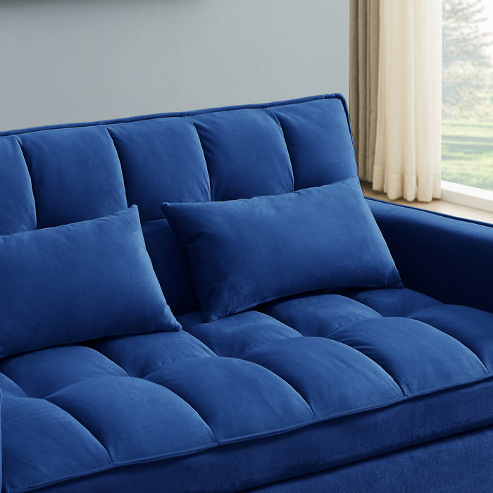 Modern Velvet Convertible Loveseat Sleeper - Blue