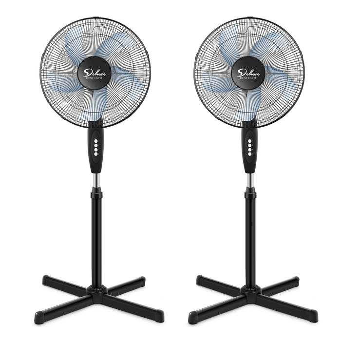 2-Pack- Oscillating 16″ 3 Adjustable Speed Pedestal Stand Fan, Black