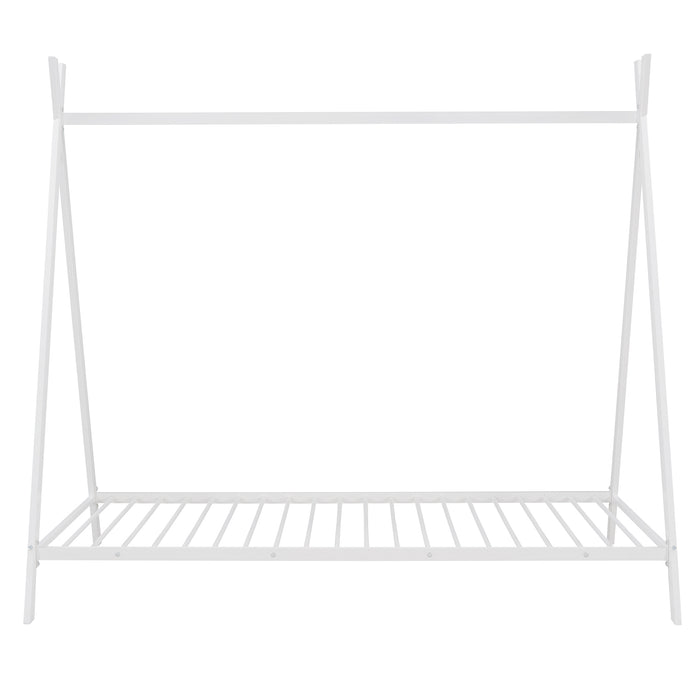 Tent Bed Frame Twin Size, Metal Floor, No Box Spring Needed White