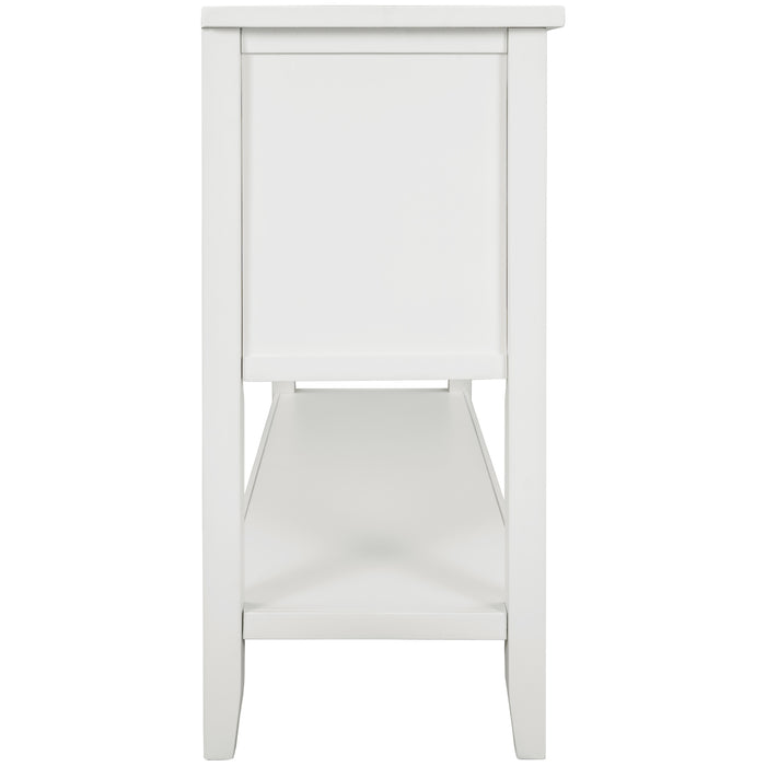 Console Table with Bottom Shelf - White