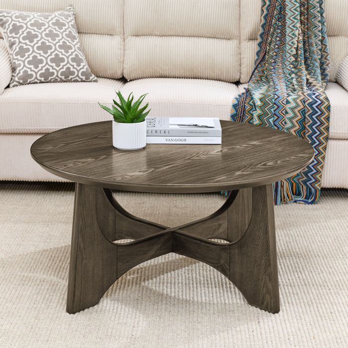 Round Wooden Coffee Tables for Living Room - Walnut