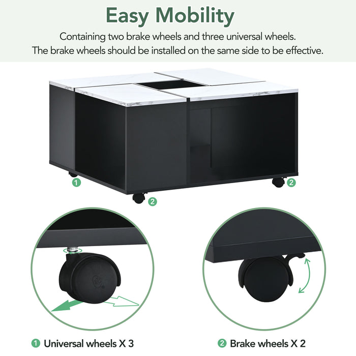 Modern 2-layer Coffee Table with Casters