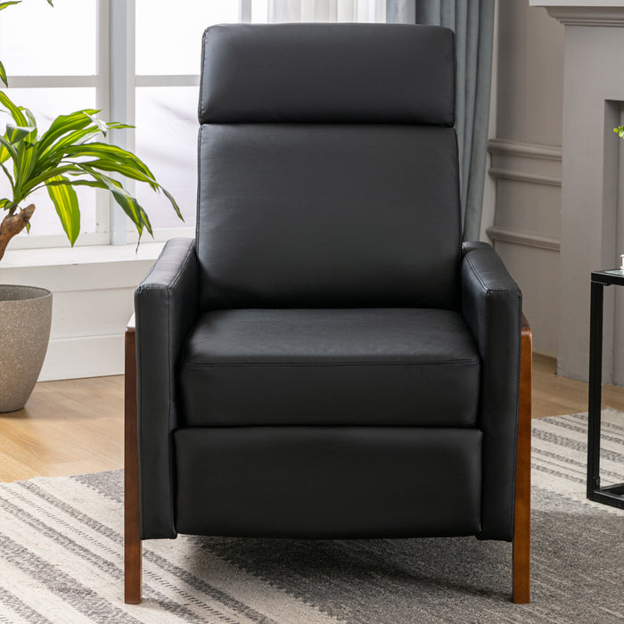 Set of 2 - Framed PU Leather Recliner Chair - Black