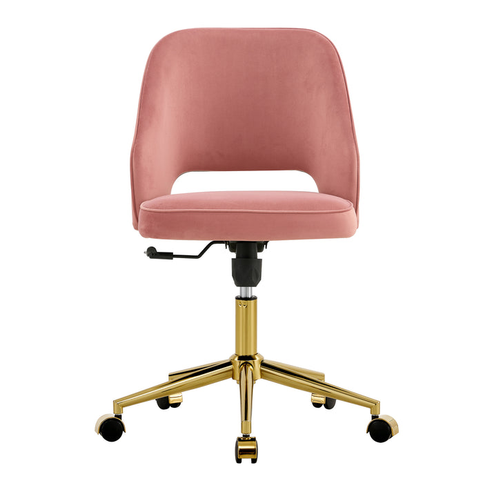 Modern Velvet Office Chairs, Adjustable 360 °Swivel Chair - Pink