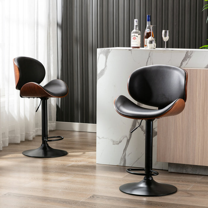 Upholstered Swivel Barstool, Mix color PU Leather (Set of 2)