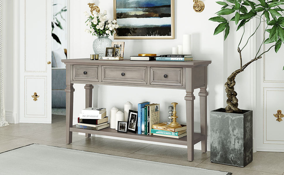 Classic Retro Style Console Table - Brown Wash