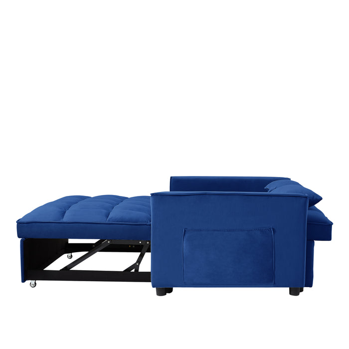 Modern Velvet Convertible Loveseat Sleeper - Blue