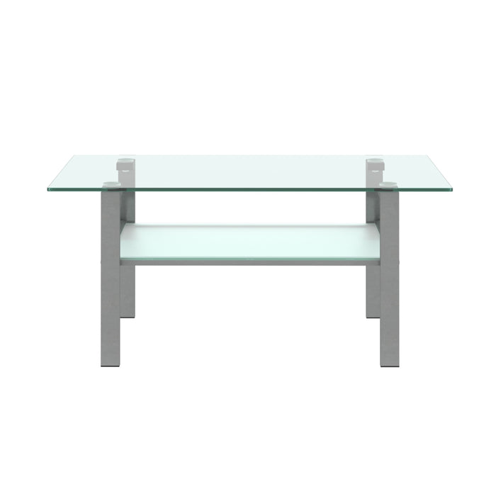 Transparent glass grey coffee table