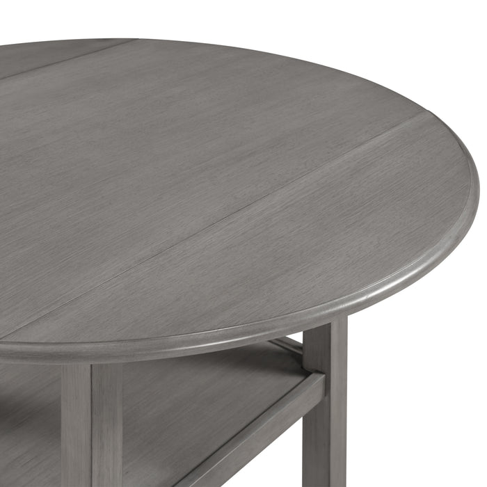 Farmhouse Round Counter Height Kitchen Dining Table with Drop Leaf  - Gray