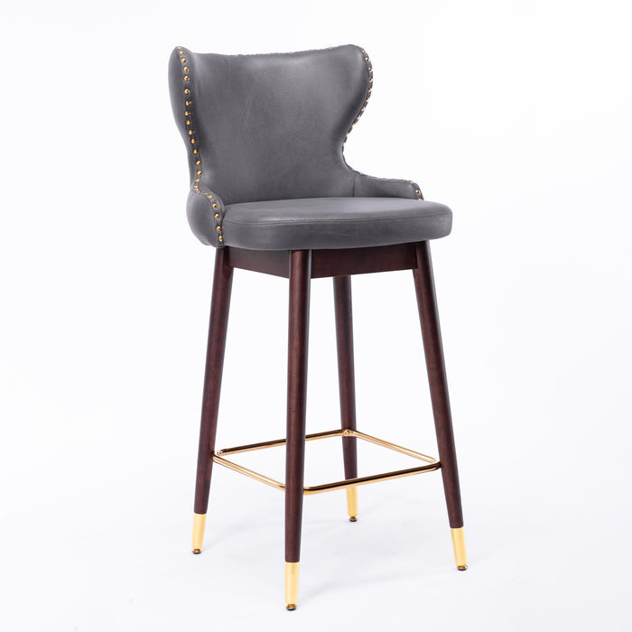 Modern Leatherier Fabric barstool chairs, Set of 2 (Dark Gray)