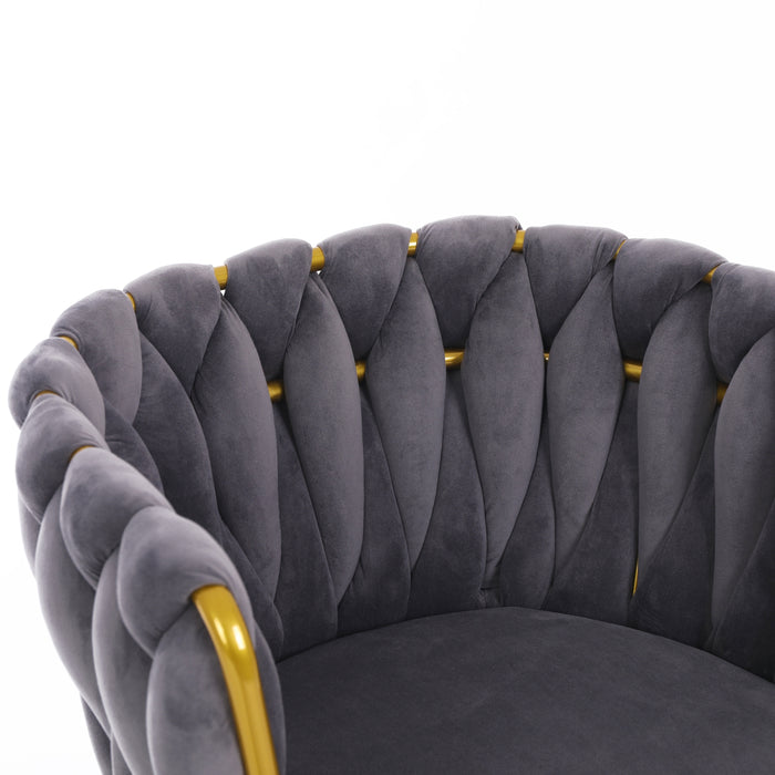 Velvet Dinning upholstered Chair with Gold Metal Legs (grey)