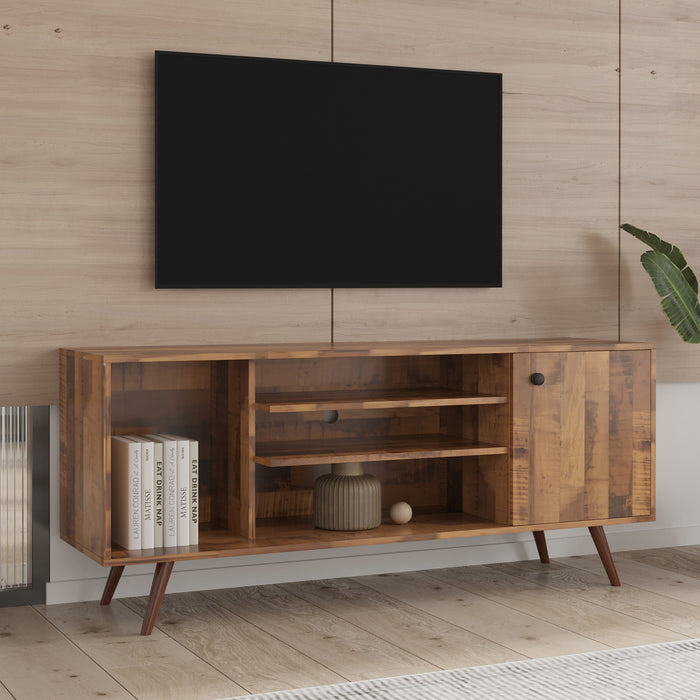 TV Stand with 1 storage and 2 shelves Cabinet - fir wood