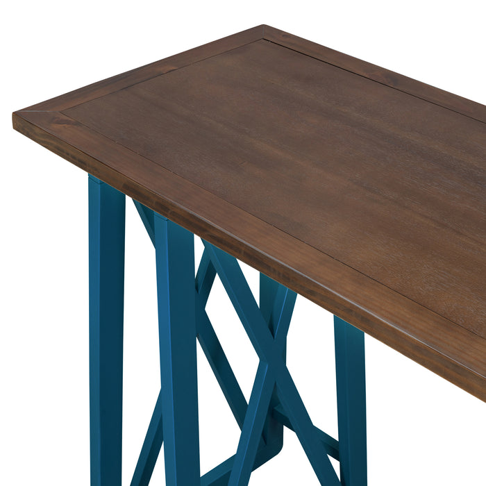 5-Piece Rustic Counter Height Dining Set - Walnut+Blue