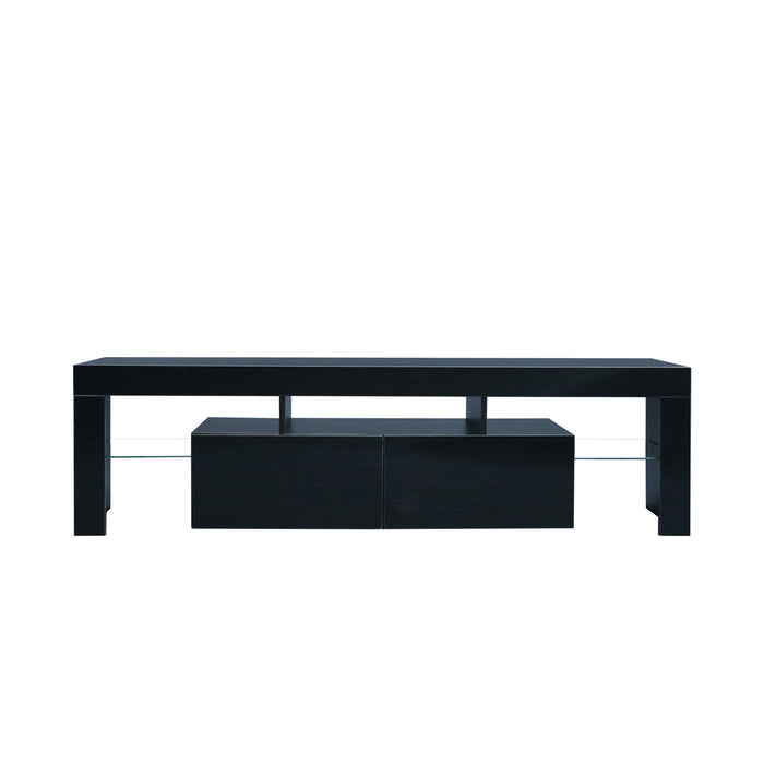 Modern Black TV Stand, w/Remote Control Lights