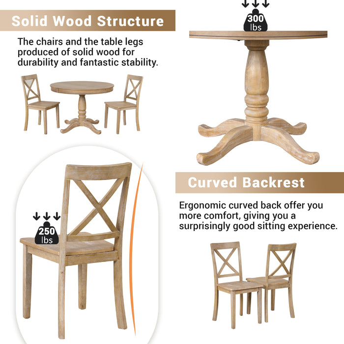 5- Piece Modern Dining Table Set - Natural Wood Wash