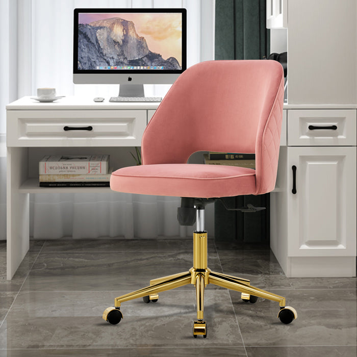 Modern Velvet Office Chairs, Adjustable 360 °Swivel Chair - Pink