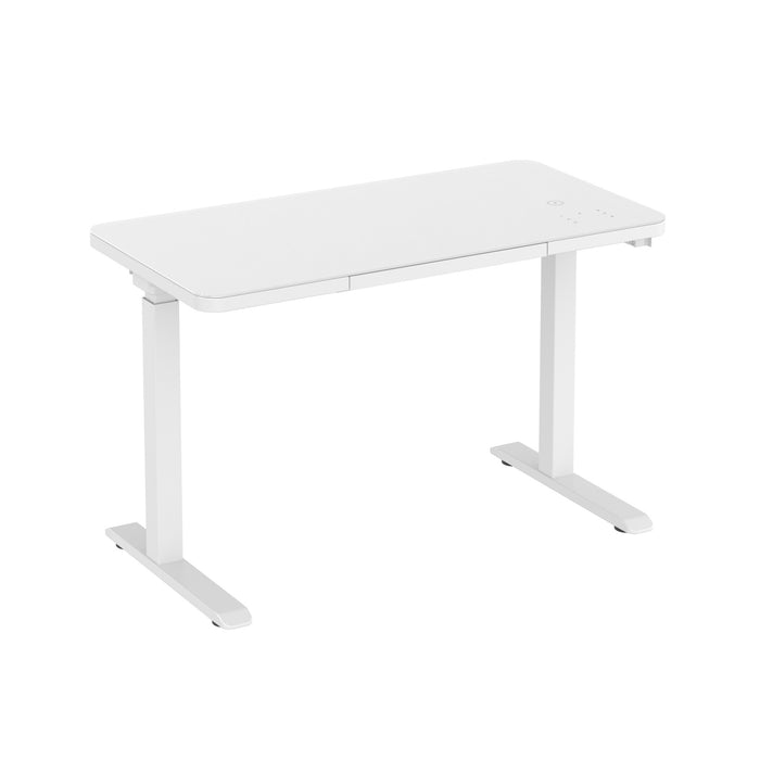 Glass tabletop standing desk - White