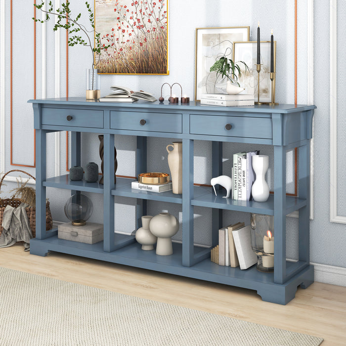 Retro Console Table/Sideboard with Ample Storage - Teal Blue