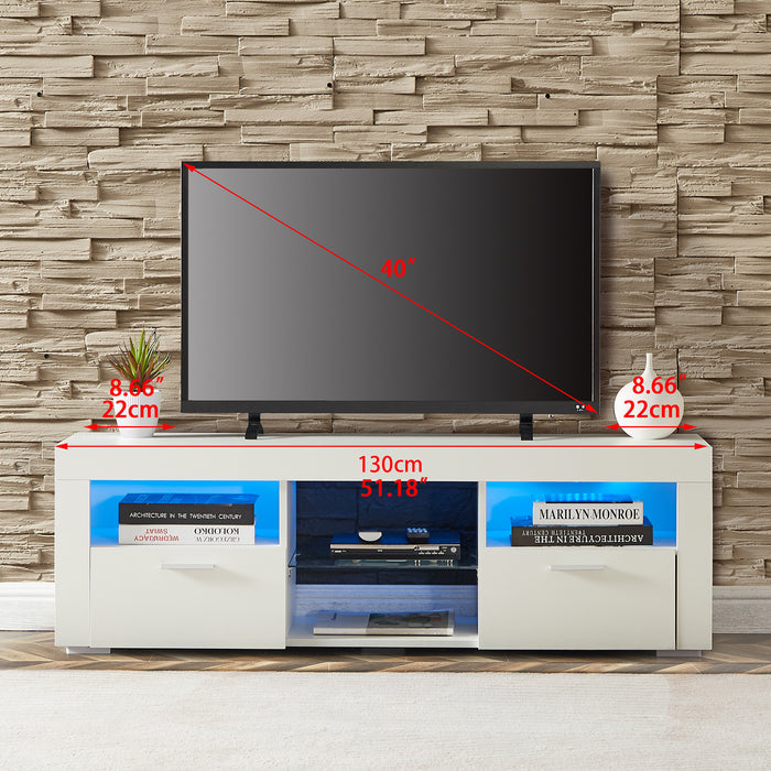 White morden TV Stand with LED Lighte:WHITE