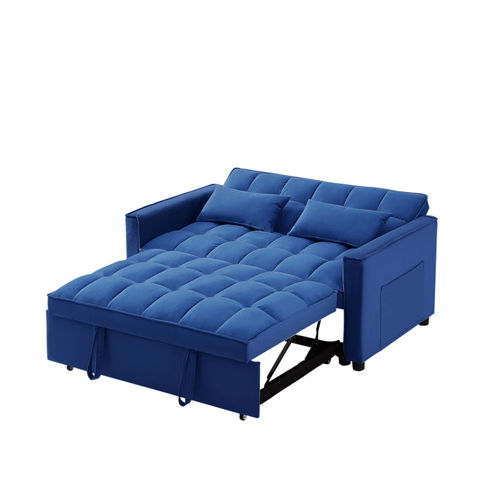 Modern Velvet Convertible Loveseat Sleeper - Blue