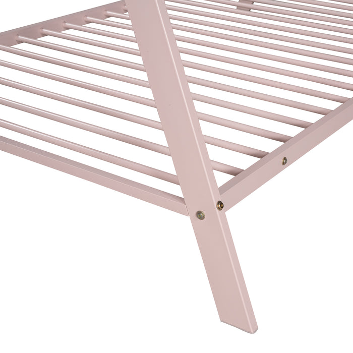 Tent Bed Frame Twin Size, Metal Floor, No Box Spring Needed Pink