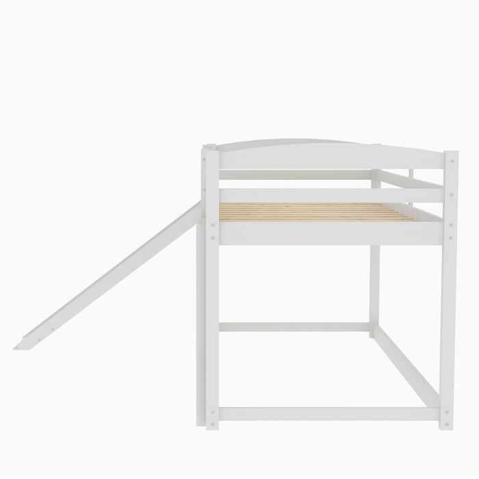 Twin over Twin Bunk Bed with Convertible Slide and Ladder - White