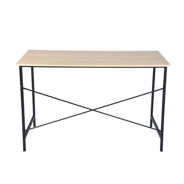 Metal Frame Home Office Writing Desk - Oak & Black