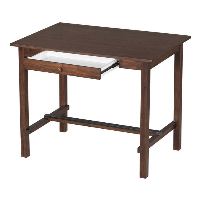 5-Piece Counter Height Dining Table Set - Walnut + Beige