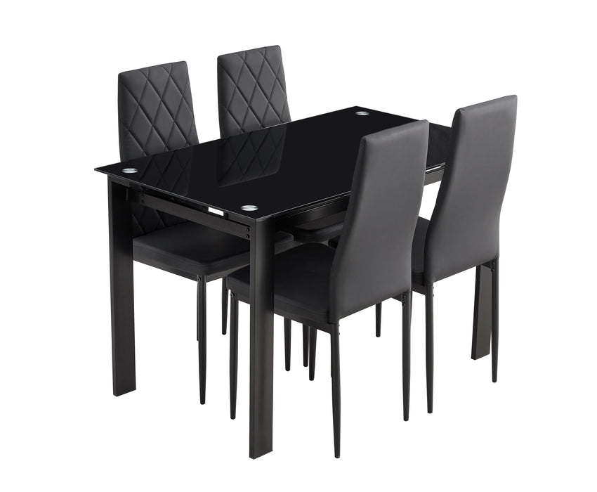 5-piece dining table set - Black