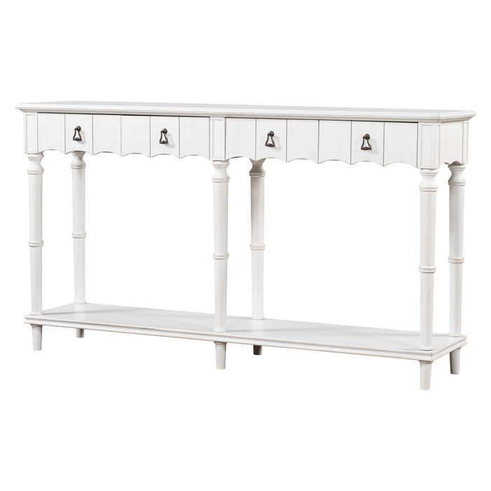 Country Console Table for Hallway - Antique White