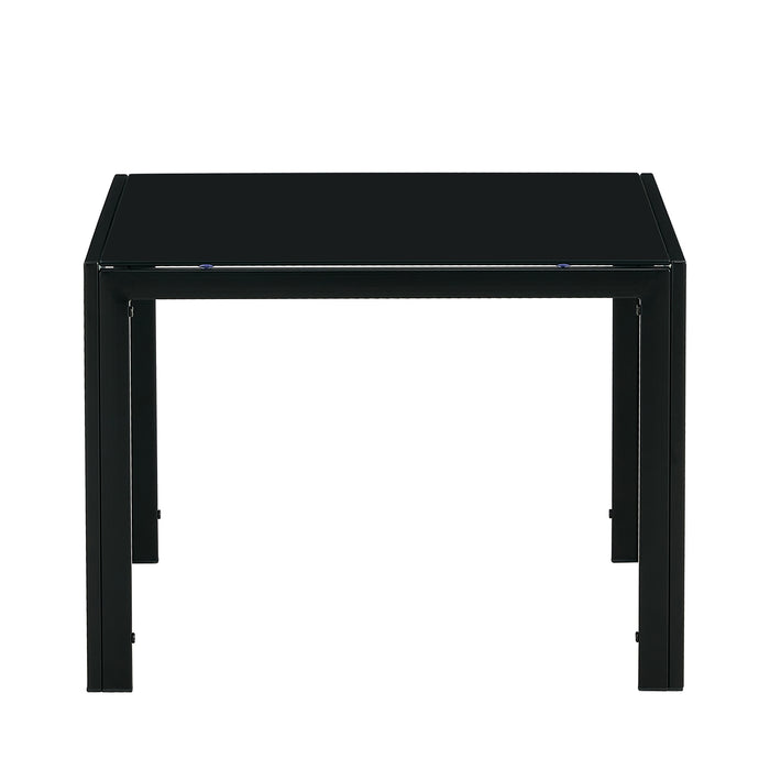 Coffee Table Set of 2, Square Modern Table with Tempered Glass Finish - Black